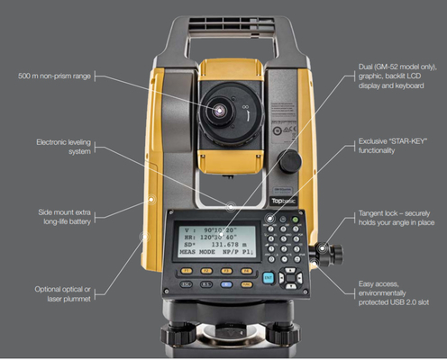 Topcon GM-55 5" Dual-Axis Liquid Tilt Sensor Total Station In Stock