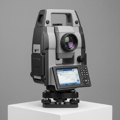 Leica Total Station com sistema operacional em tempo real, memória flash interna, cartão SD externo e leitura mínima de 1
